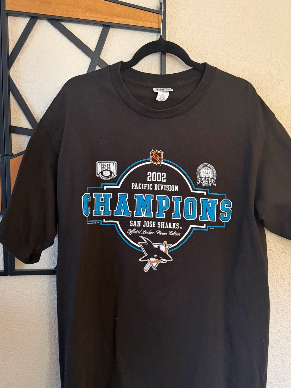 Lee Sport San Jose Sharks 2002 Pacific Division Champions Black T-Shirt